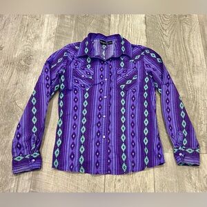 Cruel Girl's Long Sleeve Vintage Printed Pearl Snap Western Cowgirl Shirt